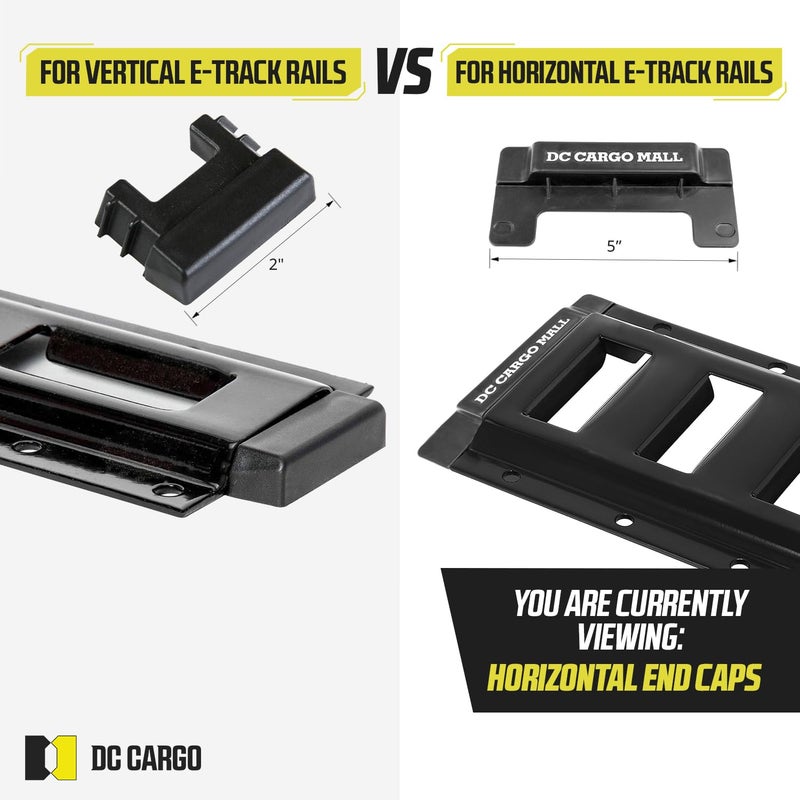 DC Cargo Mall E Track Rail End Caps (Horizontal) - Durable Black Plastic End Protector Covers for Etrack Tie-Down Rails, E-Tracks NOT Included - Image 2